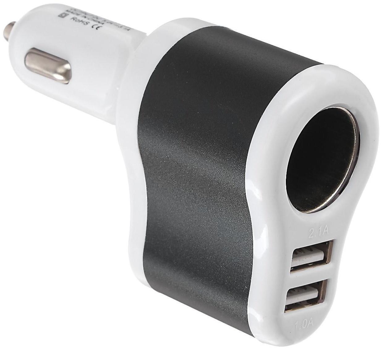 Разветвитель прикуривателя TORSO, USB 1 А / 2.1 А, 60 Вт, 12/24 В, микс