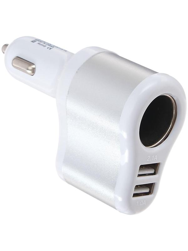 Разветвитель прикуривателя TORSO, USB 1 А / 2.1 А, 60 Вт, 12/24 В, микс