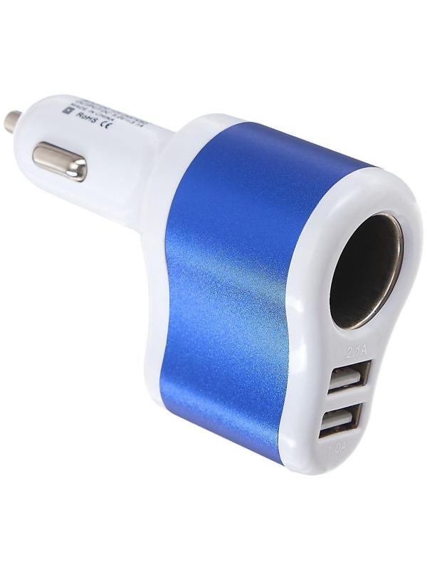 Разветвитель прикуривателя TORSO, USB 1 А / 2.1 А, 60 Вт, 12/24 В, микс