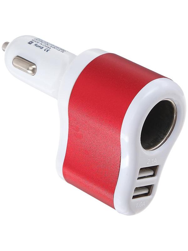 Разветвитель прикуривателя TORSO, USB 1 А / 2.1 А, 60 Вт, 12/24 В, микс