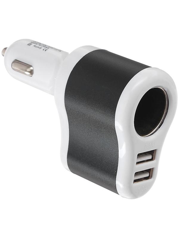 Разветвитель прикуривателя TORSO, USB 1 А / 2.1 А, 60 Вт, 12/24 В, микс