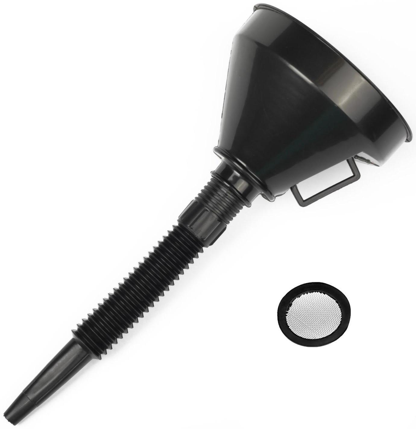 Воронка для ГСМ с сеткой, усиленная, диаметр 145 мм, высота 360 мм, съемный гибкий носик