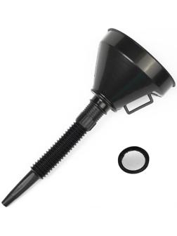 Воронка для ГСМ с сеткой, усиленная, диаметр 145 мм, высота 360 мм, съемный гибкий носик