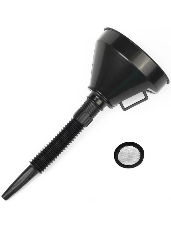 Воронка для ГСМ с сеткой, усиленная, диаметр 145 мм, высота 360 мм, съемный гибкий носик