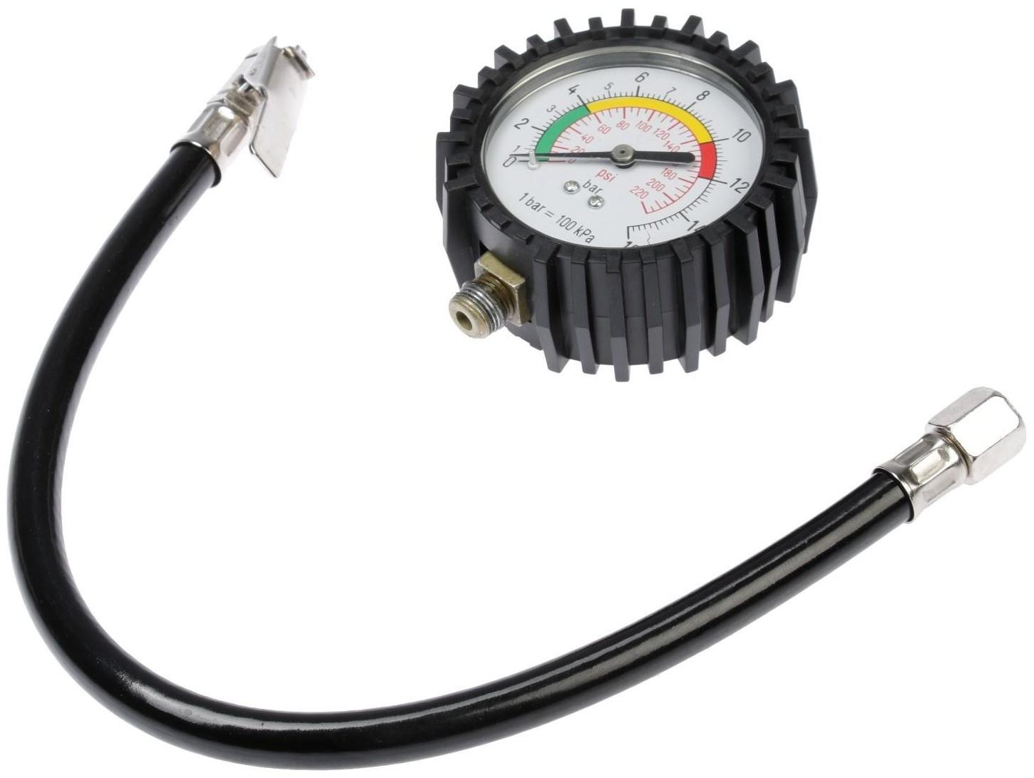 Манометр механический, зажим, резиновый шланг 18 см