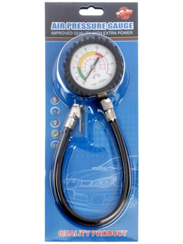 Манометр механический, зажим, резиновый шланг 18 см