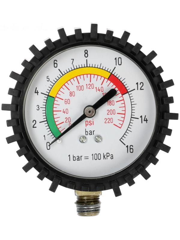 Манометр механический, зажим, резиновый шланг 18 см