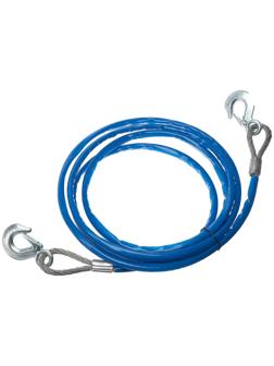 Трос буксировочный TORSO, металлический в ПВХ оплётке, 4м, 8 тонн, 2 крюка