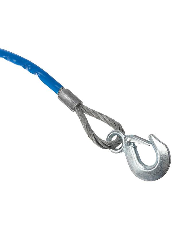 Трос буксировочный TORSO, металлический в ПВХ оплётке, 4м, 8 тонн, 2 крюка