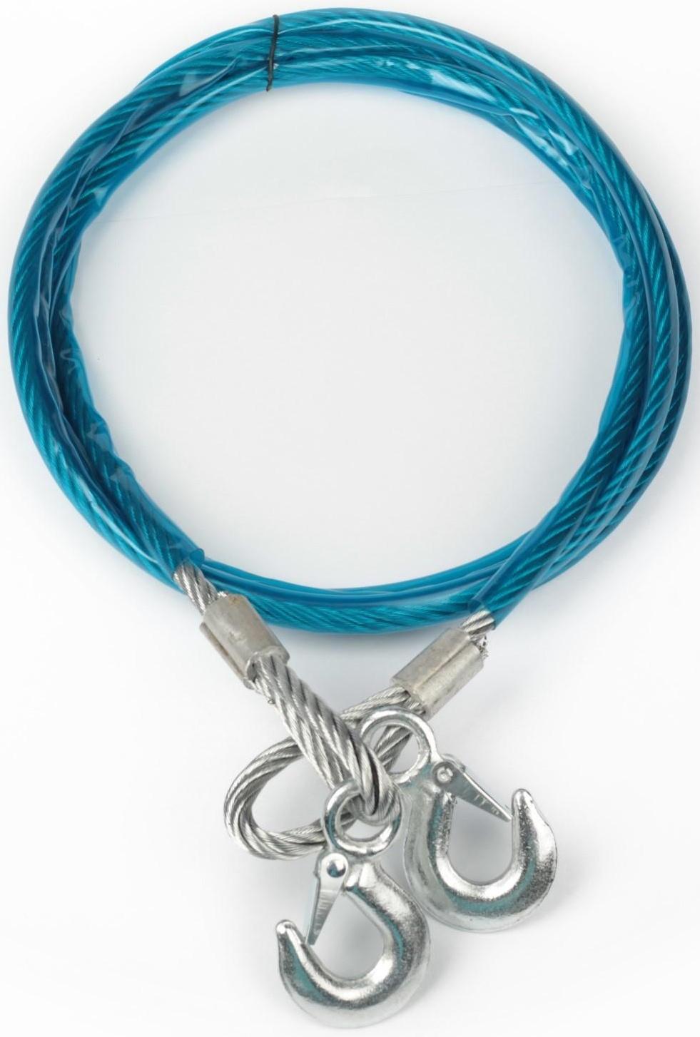 Трос буксировочный, металлический в ПВХ оплётке, 4м, 10 тонн, 2 крюка