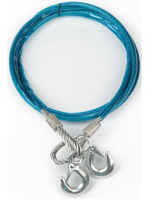 Трос буксировочный, металлический в ПВХ оплётке, 4м, 10 тонн, 2 крюка