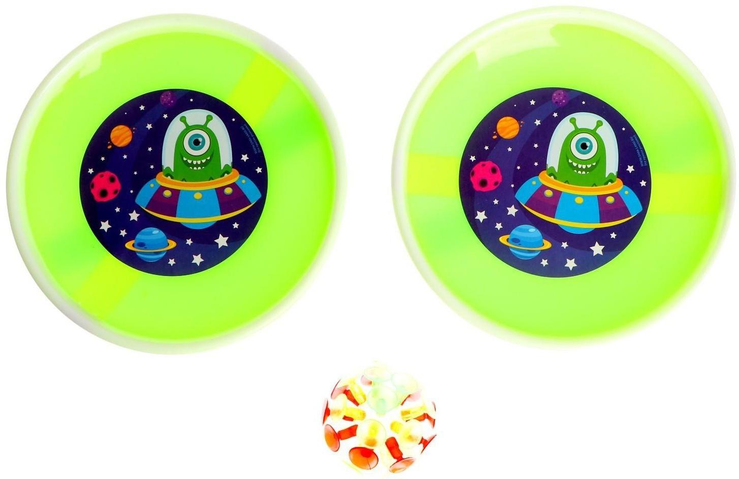 Игра-липучка «Монстрик», набор: 2 тарелки 18 см, шарик, цвета МИКС
