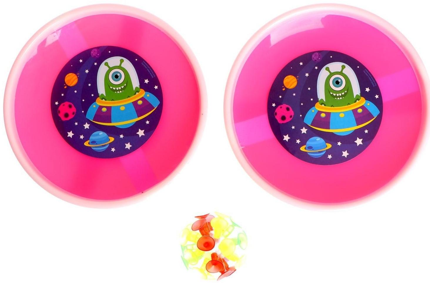 Игра-липучка «Монстрик», набор: 2 тарелки 18 см, шарик, цвета МИКС