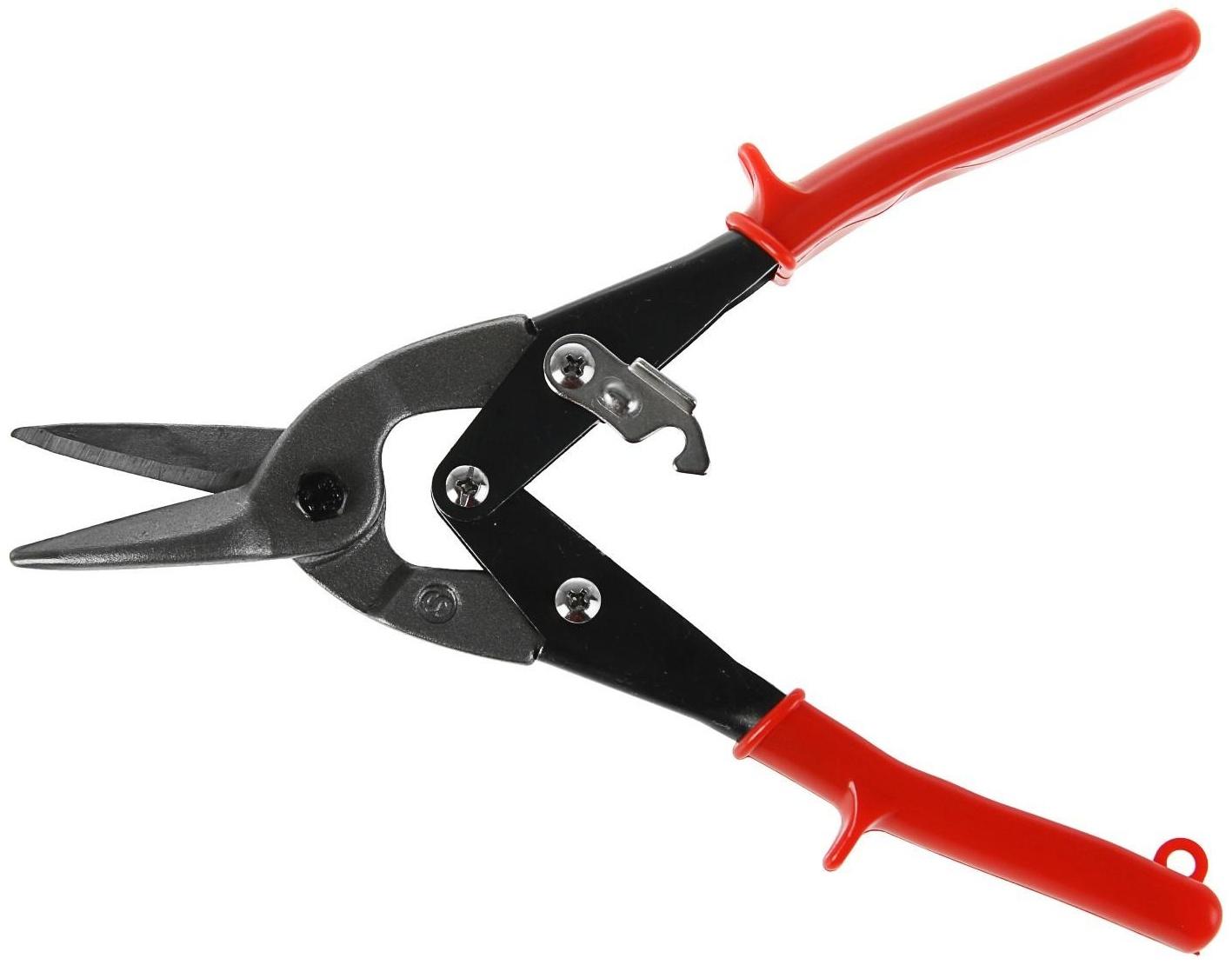 Ножницы по металлу ЛОМ, 250 мм, пластиковые рукоятки, прямой рез