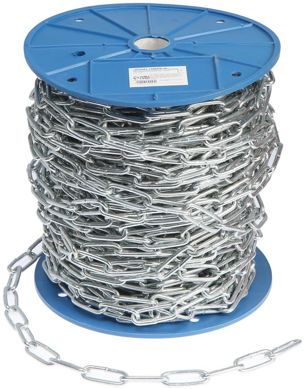 Цепь длиннозвенная ТУНДРА krep,  DIN763, диаметр 4 мм, сварная, оцинкованная, 50 м