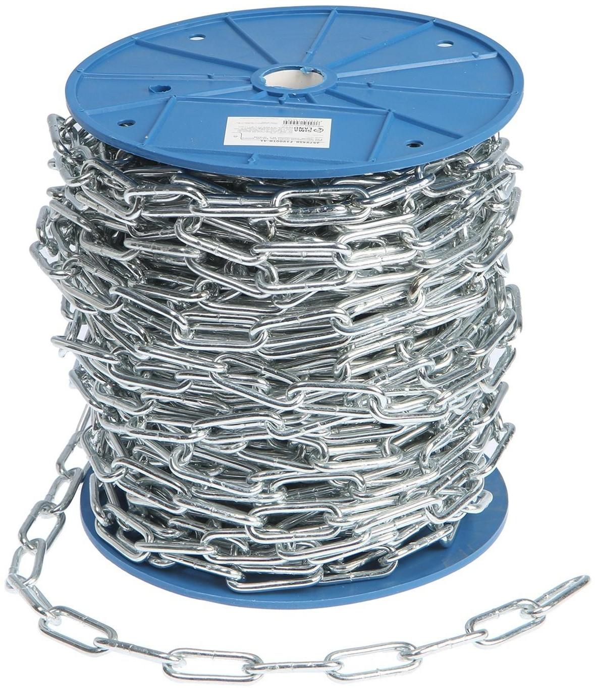 Цепь длиннозвенная ТУНДРА krep,  DIN763, диаметр 5 мм, сварная, оцинкованная, 40 м