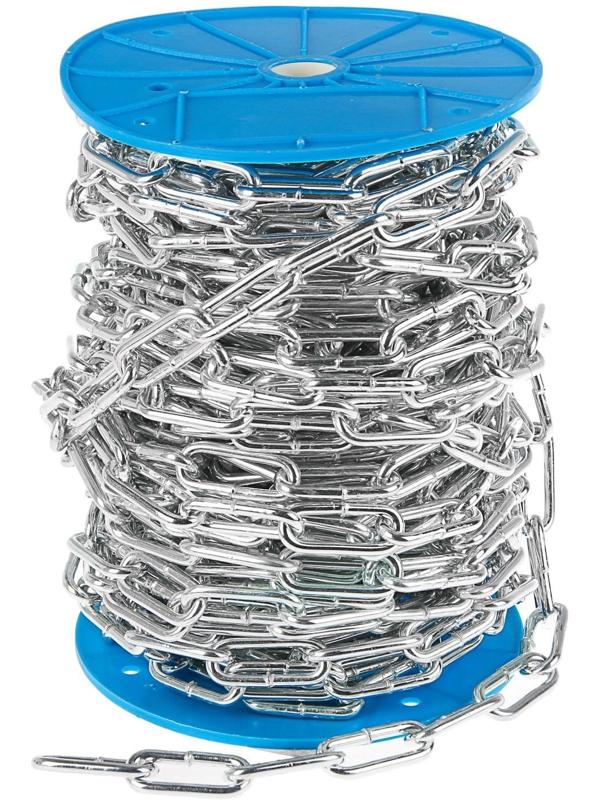 Цепь длиннозвенная ТУНДРА krep, DIN763, диаметр 6 мм, сварная, оцинкованная, 30 м