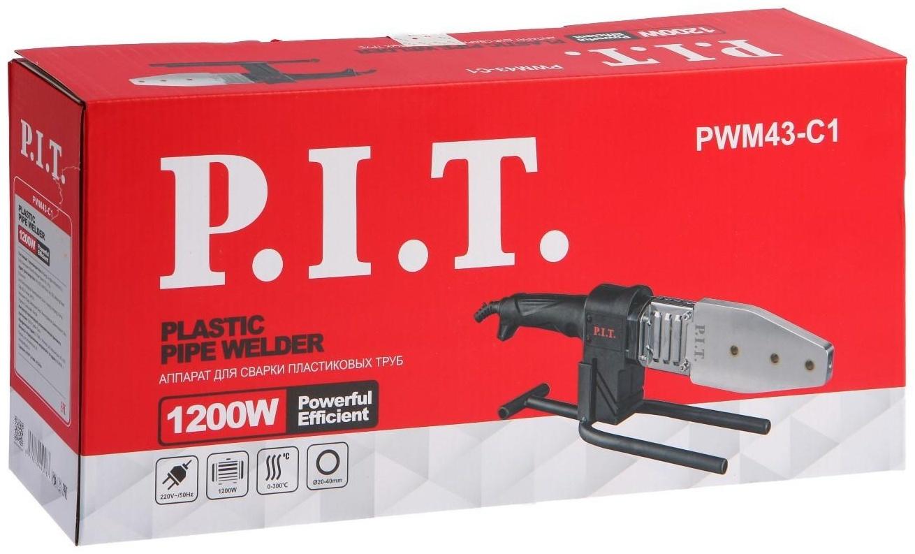 Аппарат для сварки пластиковых труб P.I.T., 1200 Вт, 0-300°, насадки 20,25,32,40 мм, кейс