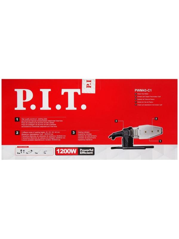 Аппарат для сварки пластиковых труб P.I.T., 1200 Вт, 0-300°, насадки 20,25,32,40 мм, кейс