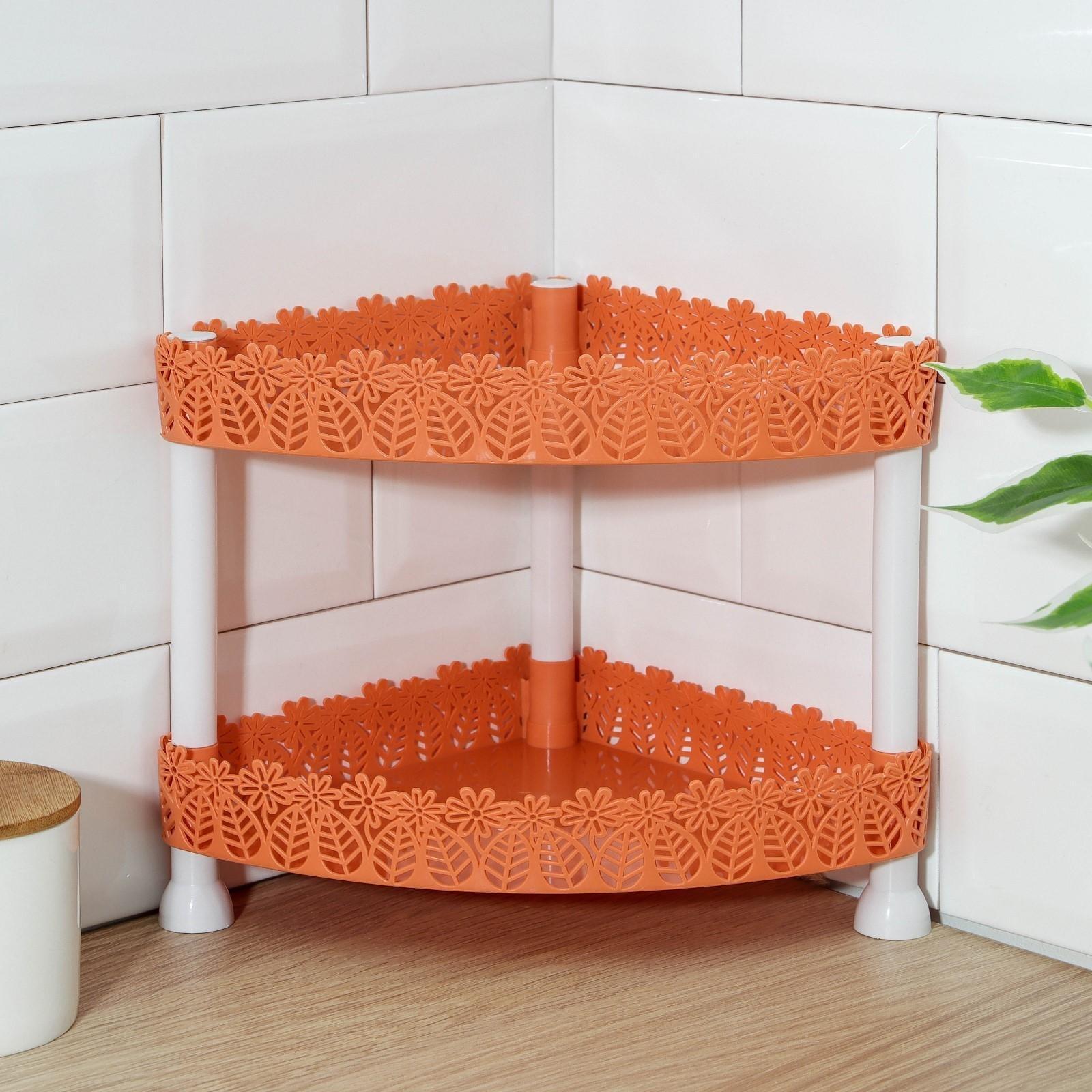 Этажерка угловая 2-х ярусная «Ромашки», 21×21×24 см, цвет МИКС