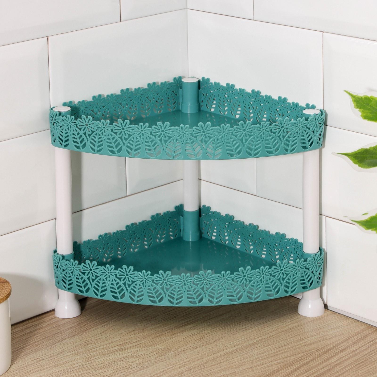 Этажерка угловая 2-х ярусная «Ромашки», 21×21×24 см, цвет МИКС