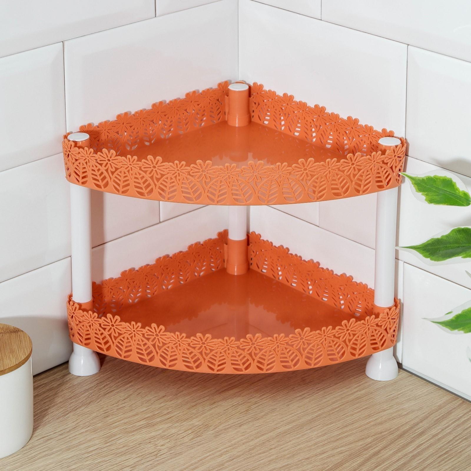 Этажерка угловая 2-х ярусная «Ромашки», 21×21×24 см, цвет МИКС