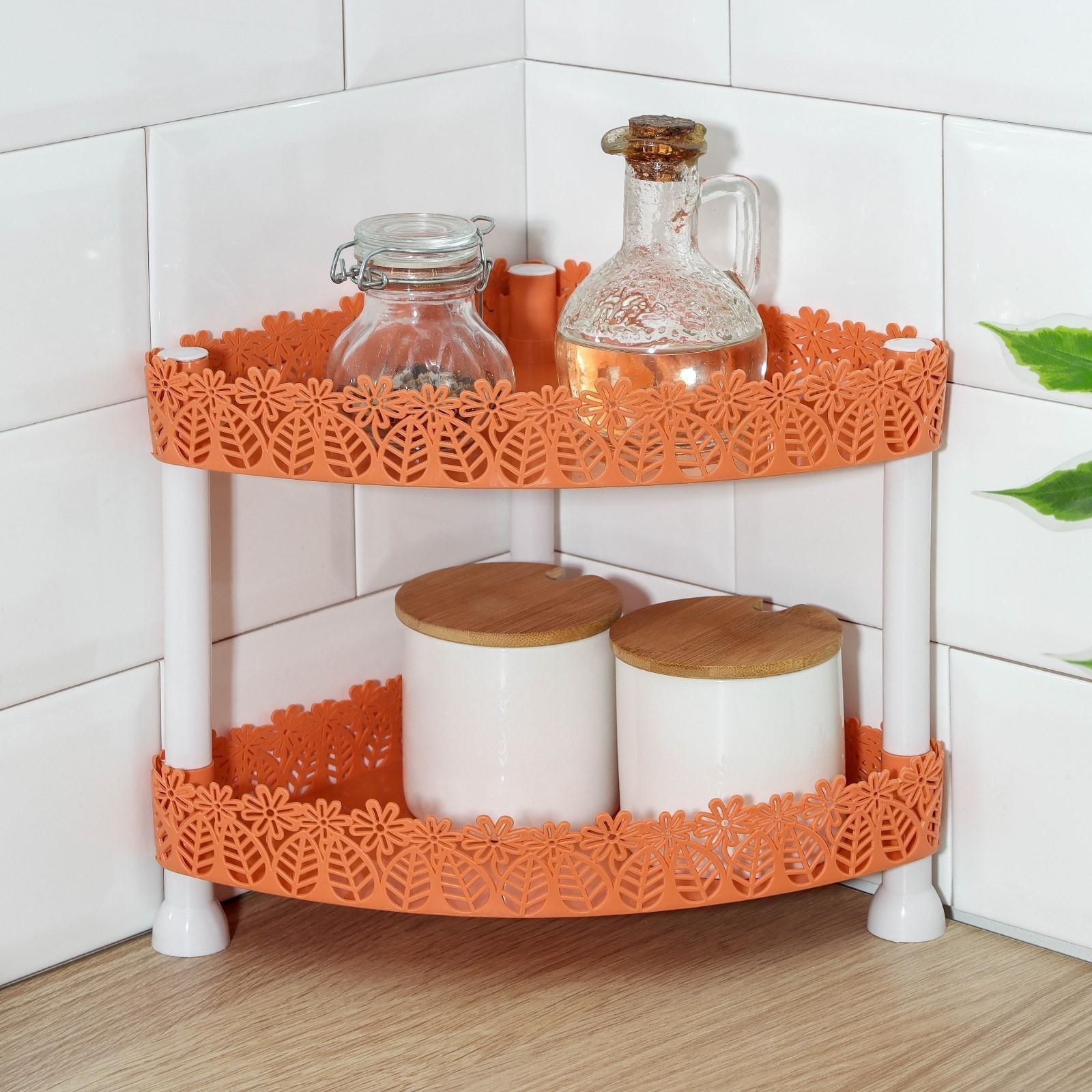 Этажерка угловая 2-х ярусная «Ромашки», 21×21×24 см, цвет МИКС