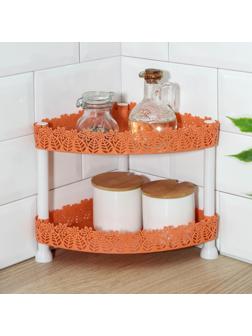 Этажерка угловая 2-х ярусная «Ромашки», 21×21×24 см, цвет МИКС