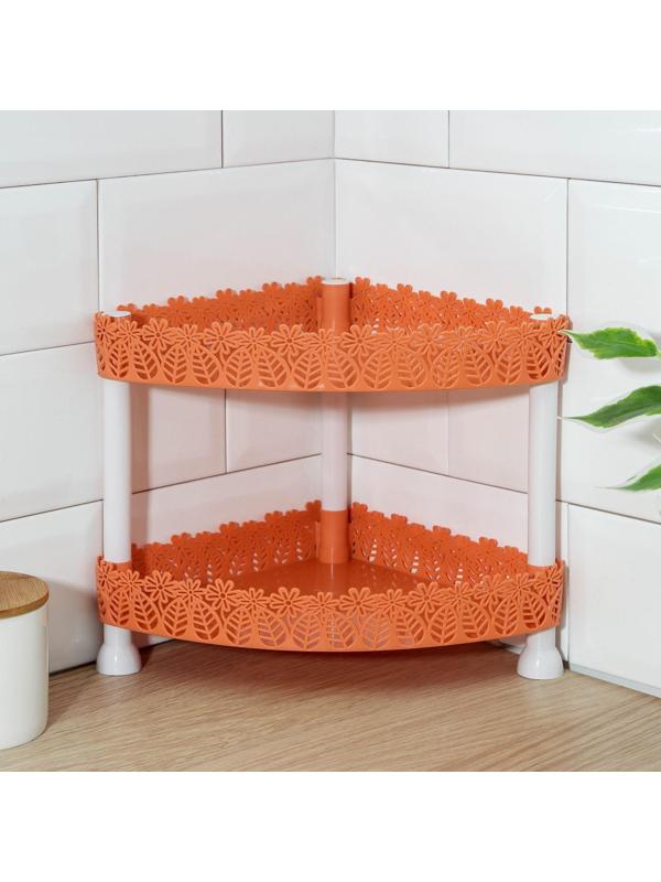 Этажерка угловая 2-х ярусная «Ромашки», 21×21×24 см, цвет МИКС