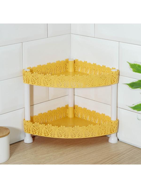 Этажерка угловая 2-х ярусная «Ромашки», 21×21×24 см, цвет МИКС