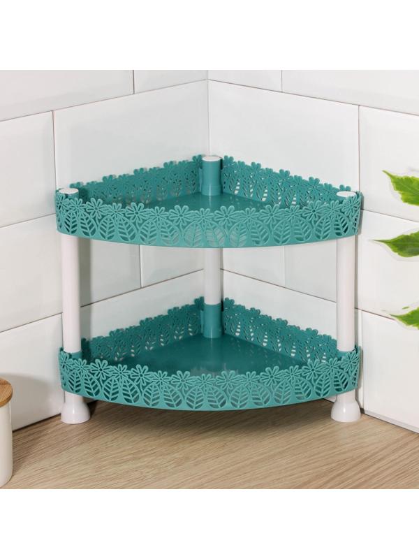 Этажерка угловая 2-х ярусная «Ромашки», 21×21×24 см, цвет МИКС