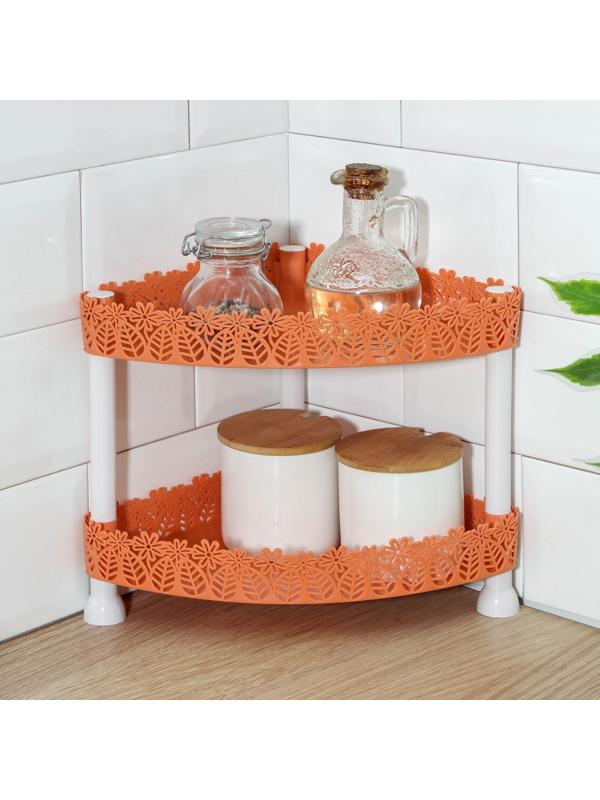 Этажерка угловая 2-х ярусная «Ромашки», 21×21×24 см, цвет МИКС