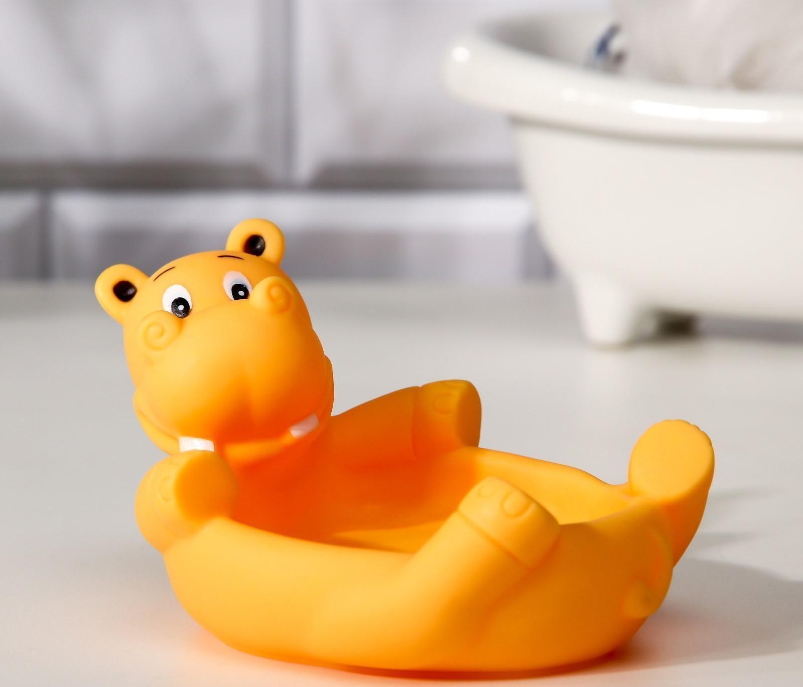 Набор игрушек для купания «Бегемотики»: мыльница, игрушки 3 шт. р-р: 14см