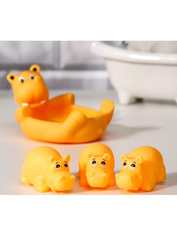 Набор игрушек для купания «Бегемотики»: мыльница, игрушки 3 шт. р-р: 14см