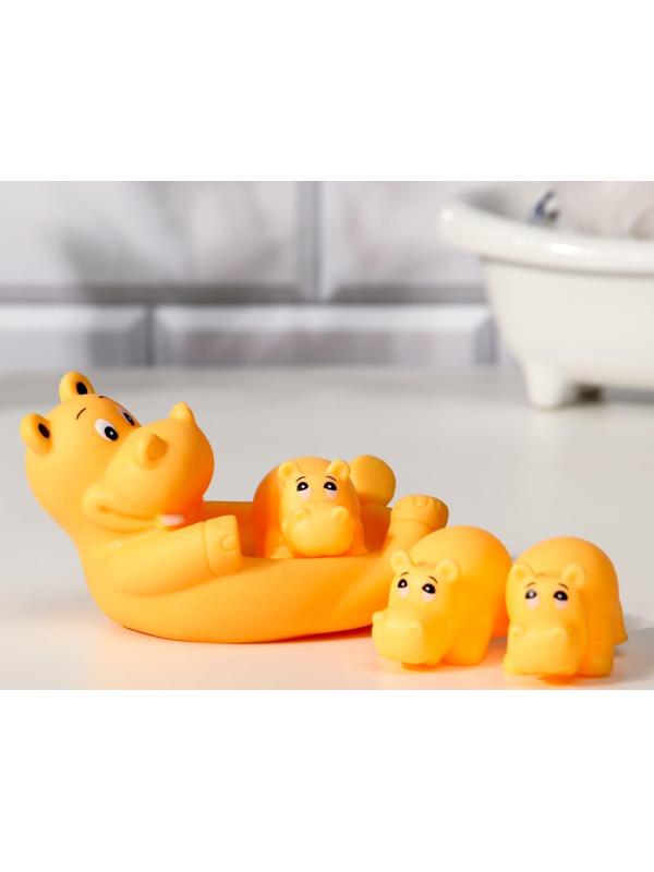 Набор игрушек для купания «Бегемотики»: мыльница, игрушки 3 шт. р-р: 14см