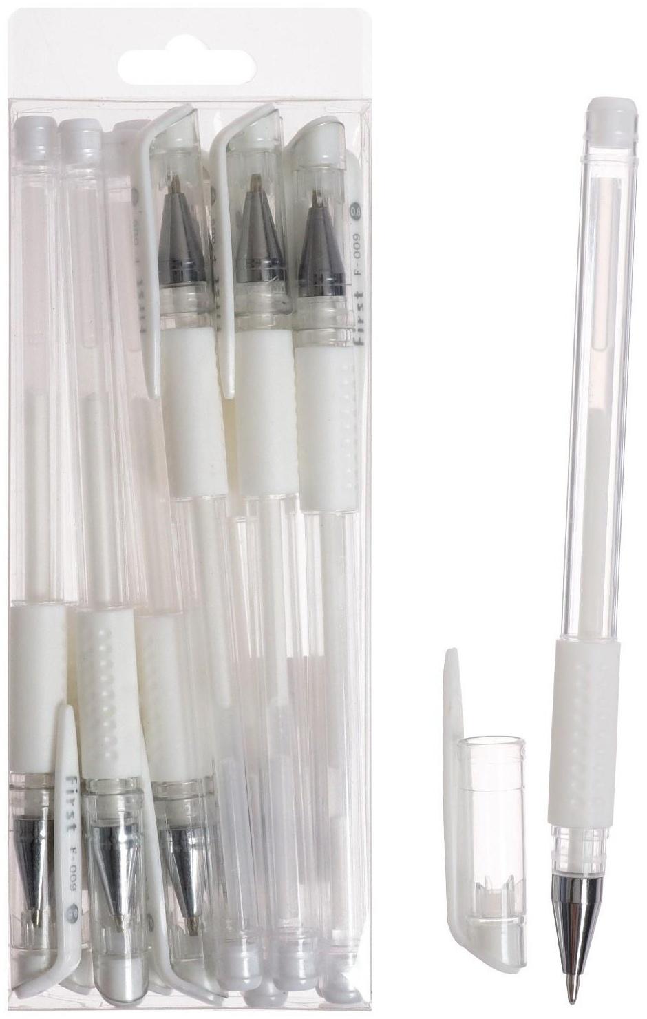 Ручка гелевая, 0.5 мм, белый, прозрачный корпус с резиновым держателем