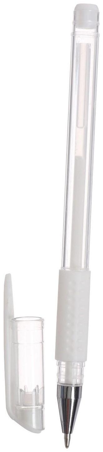 Ручка гелевая, 0.5 мм, белый, прозрачный корпус с резиновым держателем