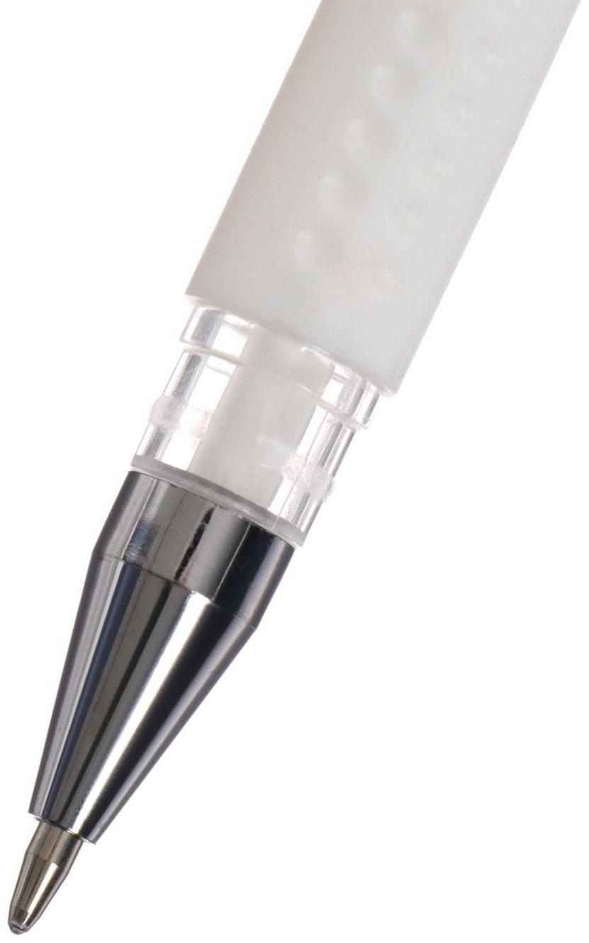 Ручка гелевая, 0.5 мм, белый, прозрачный корпус с резиновым держателем