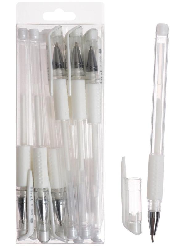 Ручка гелевая, 0.5 мм, белый, прозрачный корпус с резиновым держателем