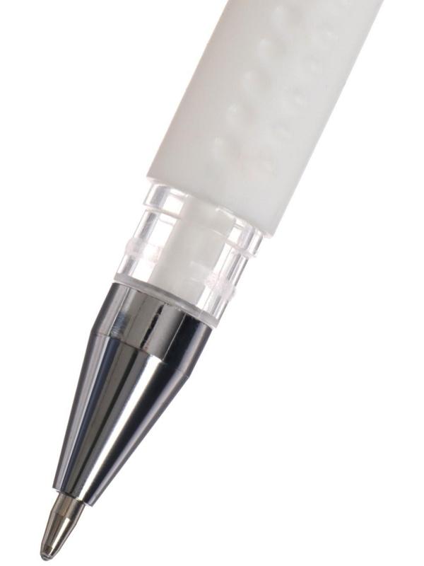 Ручка гелевая, 0.5 мм, белый, прозрачный корпус с резиновым держателем