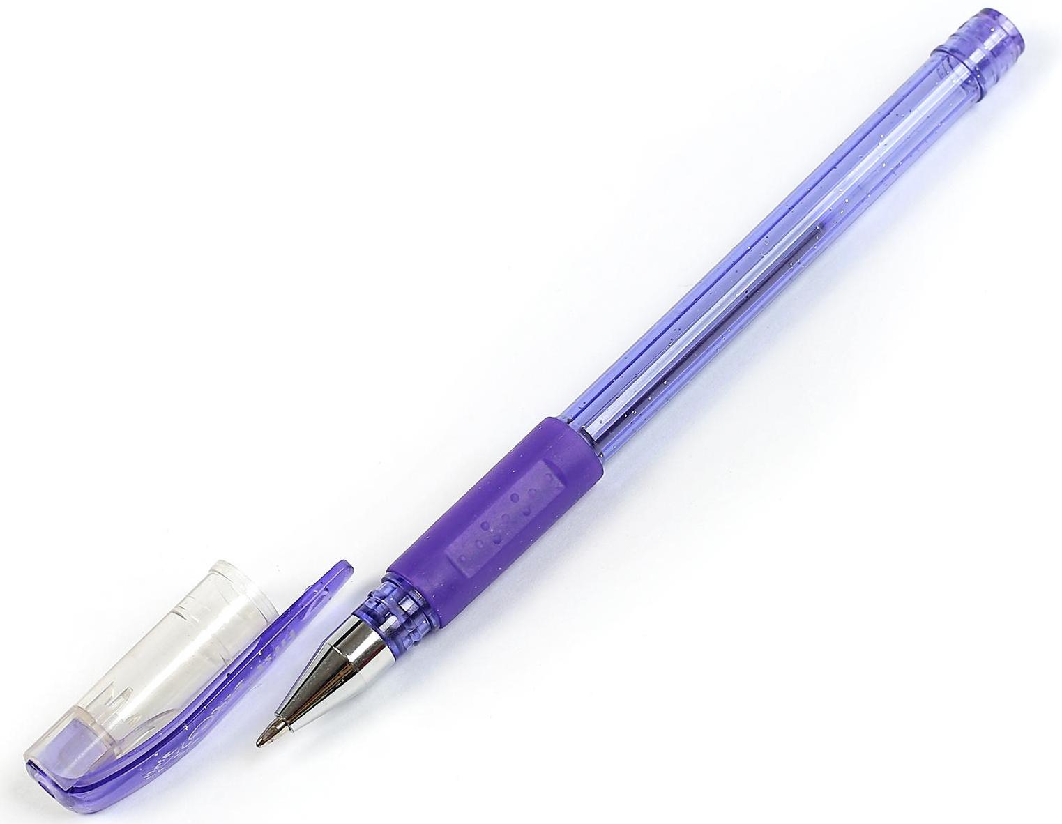 Набор гелевых ручек, 12 цветов, с блёстками, с резиновыми держателями, в блистере