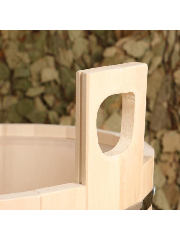 Шайка из липы, 15 л, круглая, пластиковая вставка, 