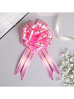 Бант-шар №4,5 три золотых полосы, ярко-розовый