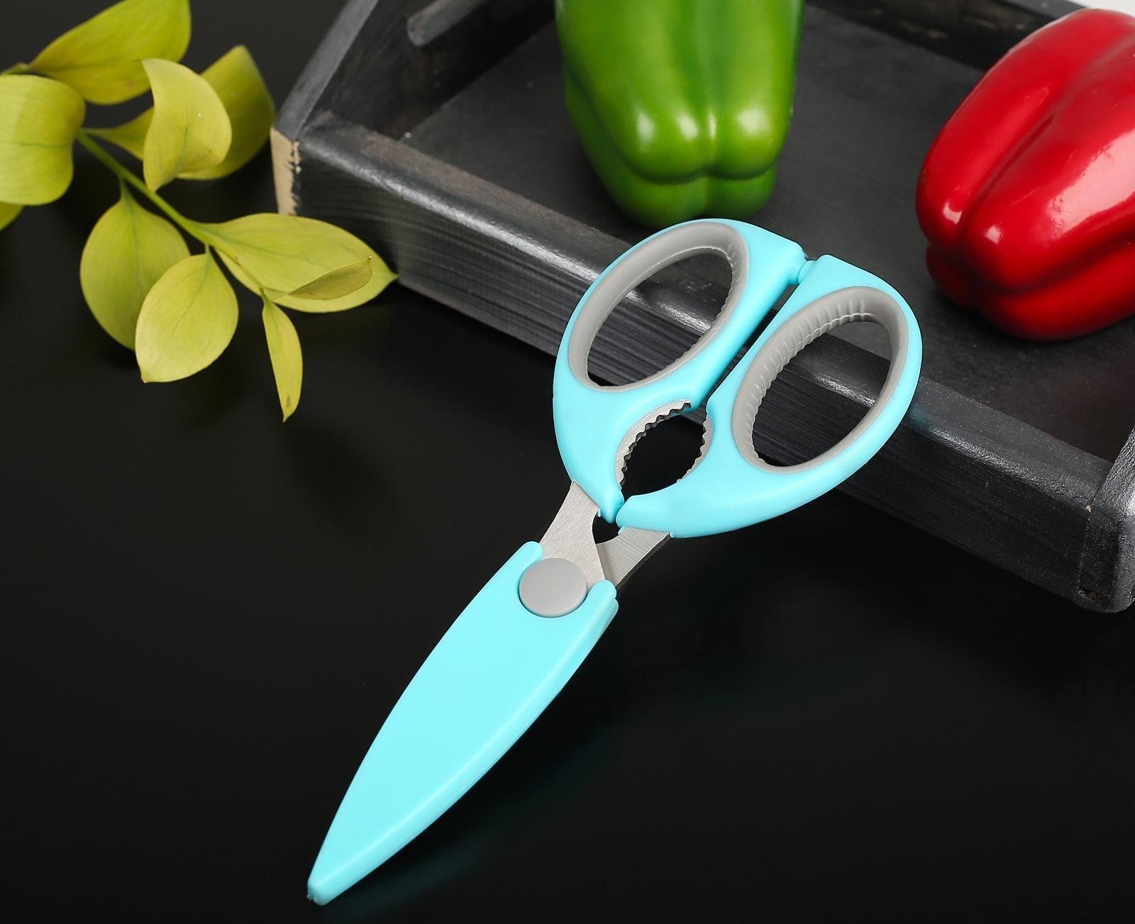 Ножницы кухонные Доляна «Эльба», 22 см, с чехлом для лезвий, цвет МИКС