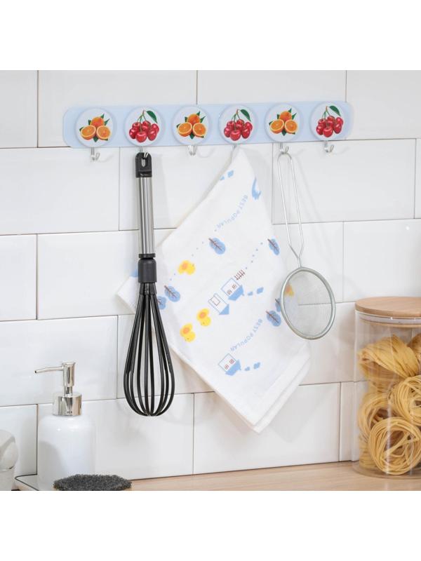 Вешалка настенная на 6 крючков «Фрукты», 37,5×2,5×7 см, цвет МИКС