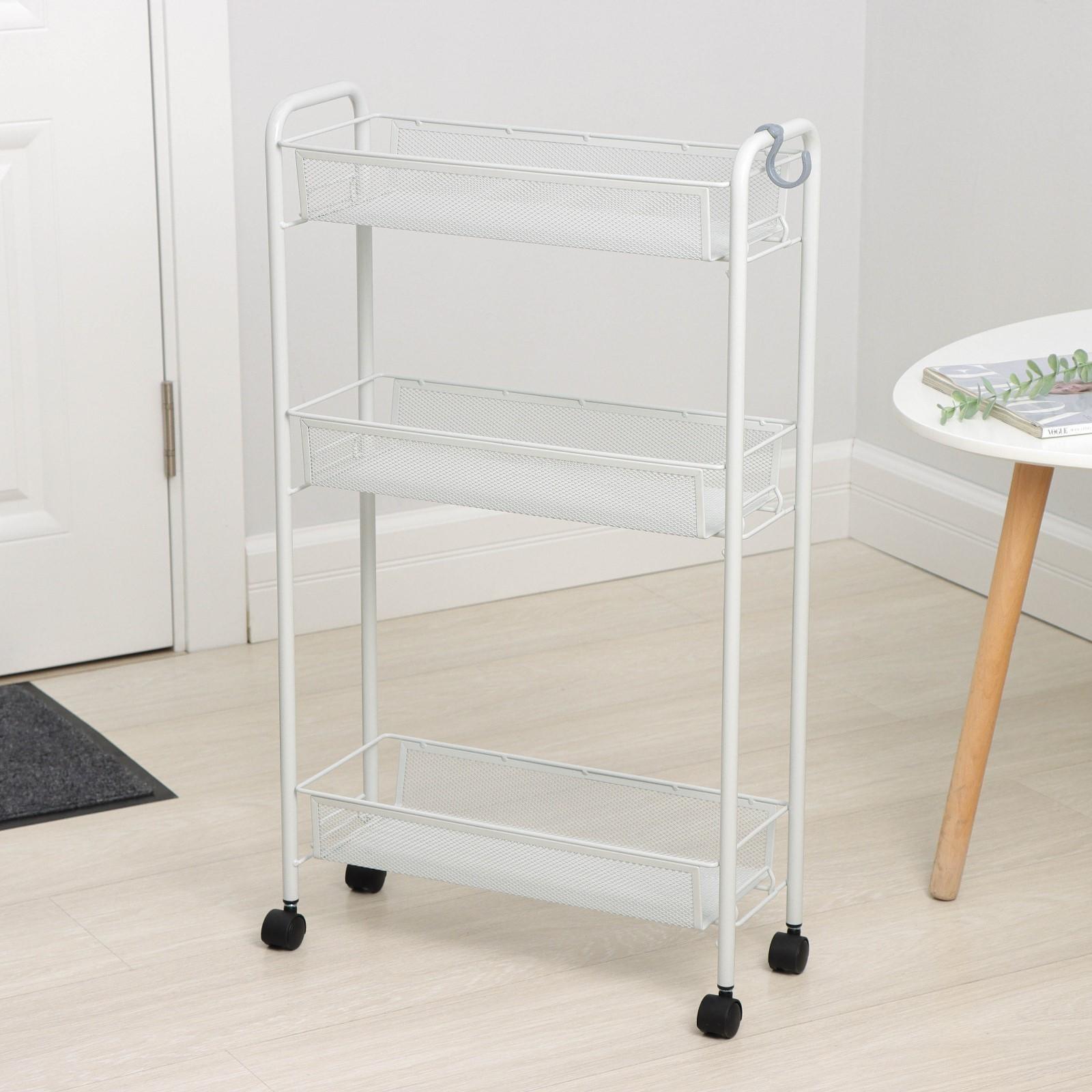 Этажерка на колёсиках «Ладья 1К», 3 яруса, 44×17×75,5 см, цвет серый