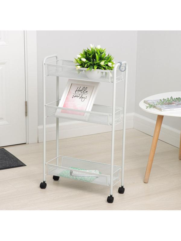 Этажерка на колёсиках «Ладья 1К», 3 яруса, 44×17×75,5 см, цвет серый