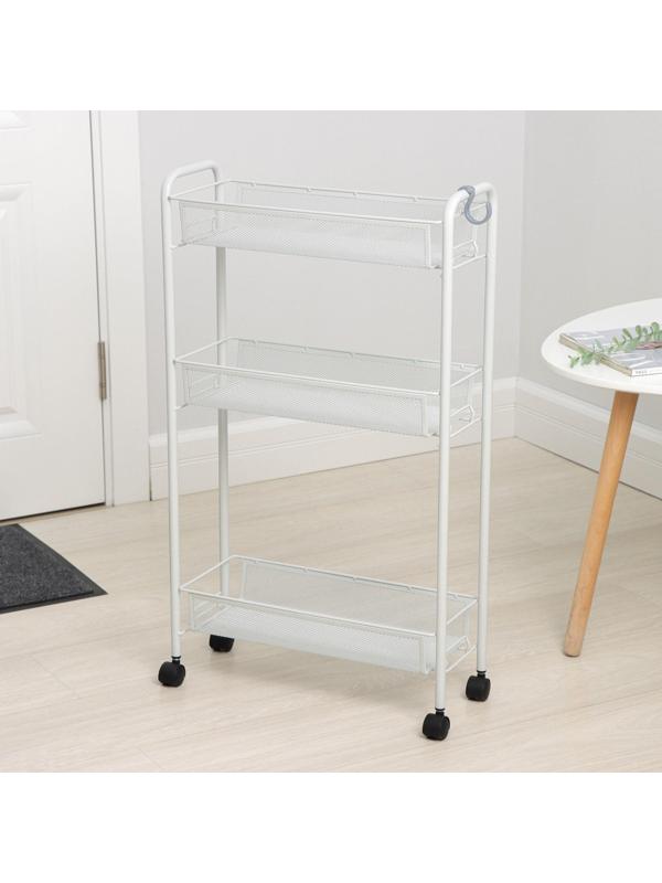 Этажерка на колёсиках «Ладья 1К», 3 яруса, 44×17×75,5 см, цвет серый