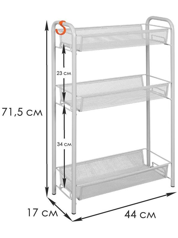 Этажерка ЗМИ «Ладья 1», 3 яруса, 44×17×69,5 см, цвет серый