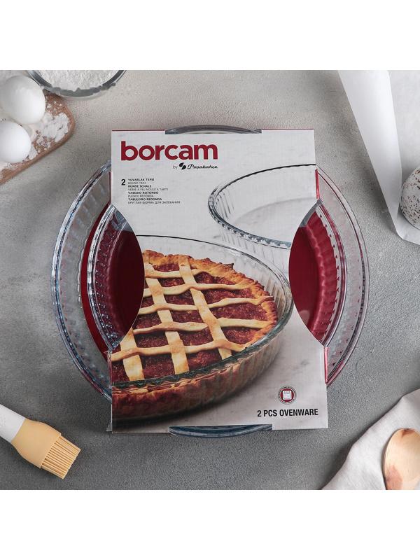 Набор круглой посуды из жаропрочного стекла для запекания Borcam, 2 предмета: 1,6 л, 2,6 л